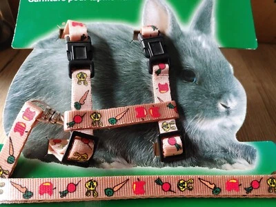 Kaninchen Geschirr,Karlie,Geschirr + Leine,Kaninchen Set, Hasen,rosa,bunt,Muster - Bild 1 von 2