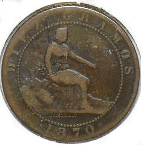 Spain 1870 10 Centavos Lion animal 150534 combine shipping - Picture 1 of 2