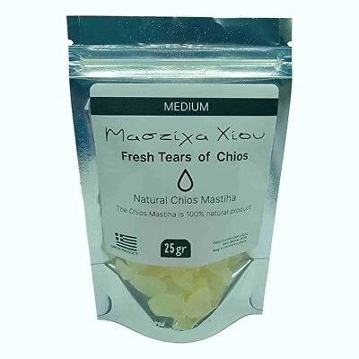 CHIOS GUM MASTIC GROWERS ASSOCIATION Chios Mastiha Pack 25gr (0.88oz) Medium Tears Gum 100% Natural Mastic Gum