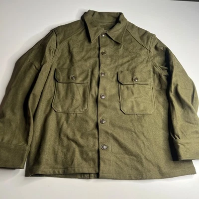 Camisa de Campo Militar Vintage Años 50 Verde Oliva Mezcla de Lana Chaqueta L 85/15 Segunda Guerra Mundial Foto 1 de 4
