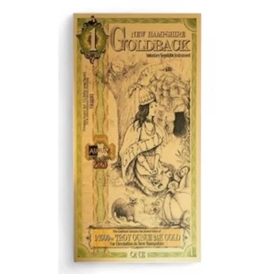 1 $ 2020 New Hampshire Goldback 1/1000 oz .9999 Feingold neue freiwillige Währung - Bild 1 von 1