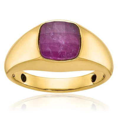14K Solid Yellow Gold Mens Ruby Stone Statement Ring - Image 1 of 4