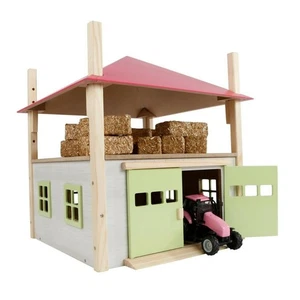 1/32 PINK Wooden Hay Barn with Loft and Adjustable Roof by Kids Globe 610085 - Picture 1 of 7