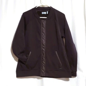 Athleta Stronger Bomber Women's Large Jacket Black Fleece Stretch Ladies Coat - Picture 1 of 15