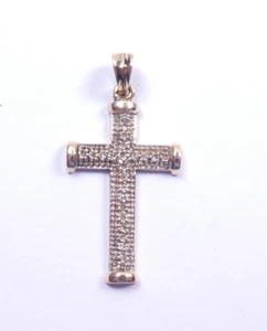 Pendant Diamond Cross 9 carat yellow gold 0.20 carat natural diamonds - Picture 1 of 7
