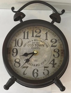 Old Town Clock for Desk or Mantle with Vintage Look - Black with Brown Accents - Picture 1 of 3