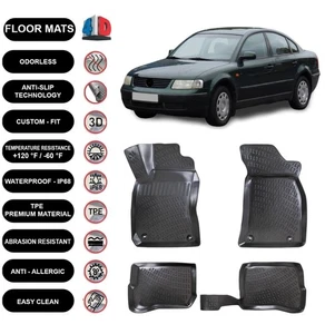 Alfombrillas forro para Volkswagen Passat B5-B5.5 (1996-2005) 4D moldeadas negras 4 piezas - Imagen 1 de 5