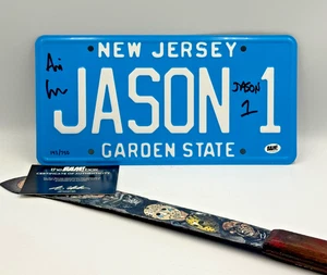 Ari Lehman signiert Jason 1 NJ Nummernschild & bemaltes Messer BAM COA Freitag 13. - Bild 1 von 7