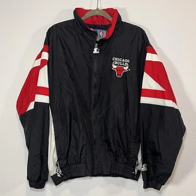 Chicago Bulls Windbreaker Starter Jacket Mens Size L Full Zip Vintage 90s *READ - Image 1 of 4
