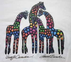 VTG Ladies LAUREL BURCH White Sweatshirt Rainbow GIRAFFE Caravan, sz L - Picture 1 of 3