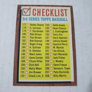 1962 Topps Checklist # 192 Unmarked - Picture 1 of 2
