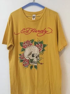Ed Hardy Men's Yellow T-Shirt UK Large - Picture 1 of 9