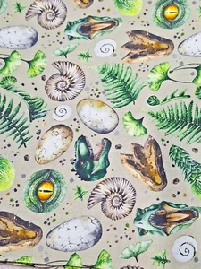 1 Yard Dinosaur Cotton Fabric RED International Prehistoric 44" Wide Sewing - Picture 1 of 9