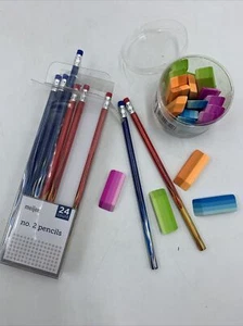 24er Set Nummer 2 Bleistifte und 20 Regenbogen Radierer - Schulbedarf - Bild 1 von 1