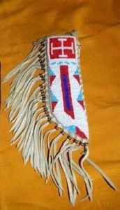 Indian Beaded Knife Cover Native American Sioux Handmade Hide Knife Sheath - Picture 1 of 2
