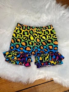 Rainbow Cheetah Print Ruffle Shorts - Picture 1 of 2