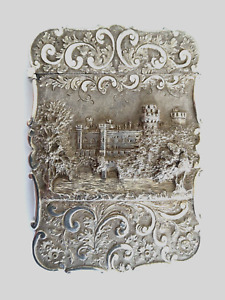 Beautiful Victorian Silver Castle Top Card Case ,Warwick Castle , 1844