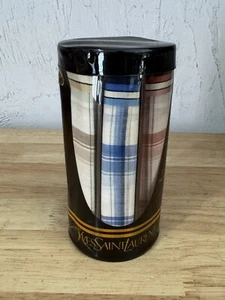 (3) YVES SAINT LAURENT Men’s Fine Cotton Handkerchief Vintage Plaid New - Picture 1 of 3