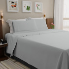 100% Cotton Light Gray Sheets for Queen Bed, 400TC Percale Sheets, 4Pc Queen Bed