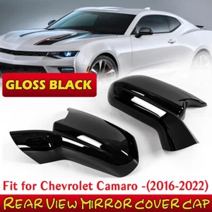 Tapas de cubierta de espejo retrovisor negro brillante para Chevy Camaro SS RS ZL1 LT 2016~2023 - Imagen 1 de 12