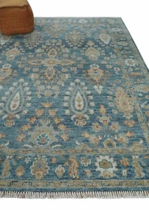 Handgeknüpfter 8x10 Antik Blau, Beige und Rost Oushak Wolle Teppich-DD/NCP2782 - Bild 1 von 11