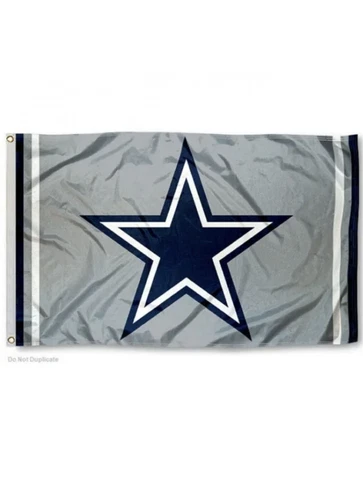 Dallas Cowboys Grey Large Flag 3 X 5 Foot Double Sided Cover