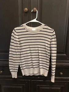 Crewcuts Sweater Boys Size  10-11 Gray - Navy Blue StrIpe W/ Elbow  Patches - Picture 1 of 6