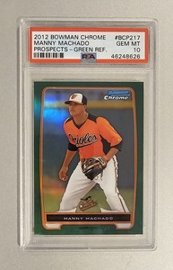 MANNY MACHADO 2012 Bowman Chrome Prospects Green Refractor #BCP217 RC PSA 10