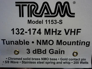 Tram 1153-S VHF 136 174 MHz Antenna Spring 2 Meter NMO 3db Gain Ham 5/8 wave - Picture 1 of 4