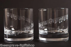 Set of 2 MUSIC* theme Whiskey glasses tumblers - Gift boxed - Picture 1 of 5