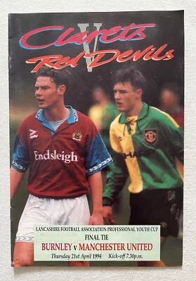 1993 - 1994  Burnley  v  Manchester United  Lancashire Youth Cup Final - Image 1 of 2