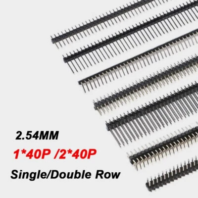 2.54MM Spacing Single/Double Row Black Pin  1*40P/2*40P Straight/Bent Long Row - Image 1 of 4