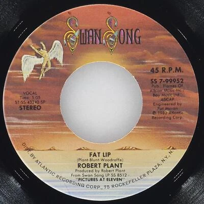 ROBERT PLANT Pledge Pin SWAN SONG SS 7-99952 EX 45 7" 1982 Hard Rock - Image 1 of 4