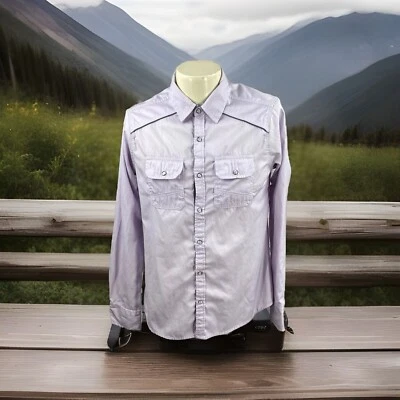 Camisa BKE Para Hombre Calce Estándar Perla A Presión Larga Abatible Puño Púrpura XXLarge Nueva Foto 1 de 4