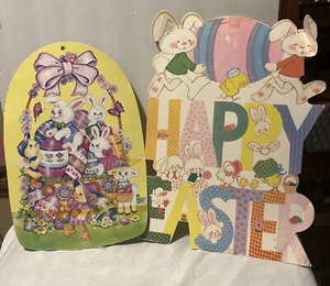 Set 2 VINTAGE OSTERN GESTANZT OSTEREIER KORB FRÜHLING HASEN KÜKEN ENTEN - Bild 1 von 2