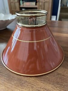 Vintage Tole Ware Metal Clip on Lamp Shade Rust Burnt Orange And Gold 7”