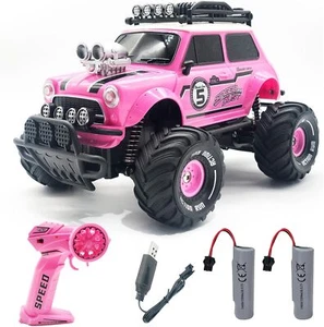Coche de control remoto para niñas, autos de radiocontrol rosa de 2,4 GHz para hija con dos recarga - Imagen 1 de 7