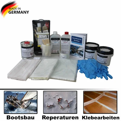 HP-TEXTILES GfK-Reparatur-Set für Bootsbau uvm. | KS-GFK | Glasgewebe / Gelege + Epoxy uvm.