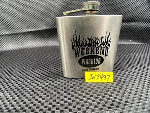 Weekend Warrior Las Vegas Stainless Steel 6 oz Whiskey Flask  IN7497 - Picture 1 of 7