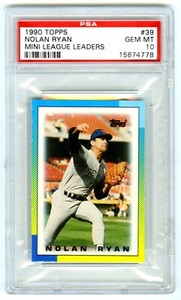 NOLAN RYAN~RARE (POP 11) 1990 TOPPS MINI LEAGUE LEADERS PSA-10 GEM-MT CARD #39