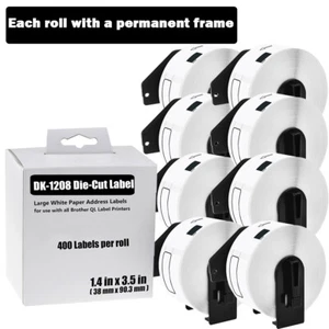 38mmx90mm 8ROLL Etiqueta de Envío 1-1/2"x3-1/2" Compatible Brother QL820NWB DK-1208 - Imagen 1 de 24