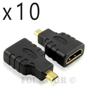10pcs Micro HDMI Male to HDMI Female Adapter Converter GoPro Hero Black 5 6 7 8 - Picture 1 of 3