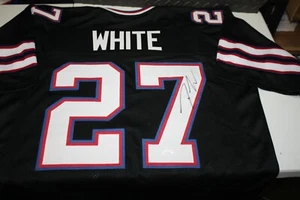 BUFFALO BILLS TRE'DAVIOUS WHITE #27 SIGNED HOME CUSTOM BLACK JERSEY JSA WITNESS - Picture 1 of 3