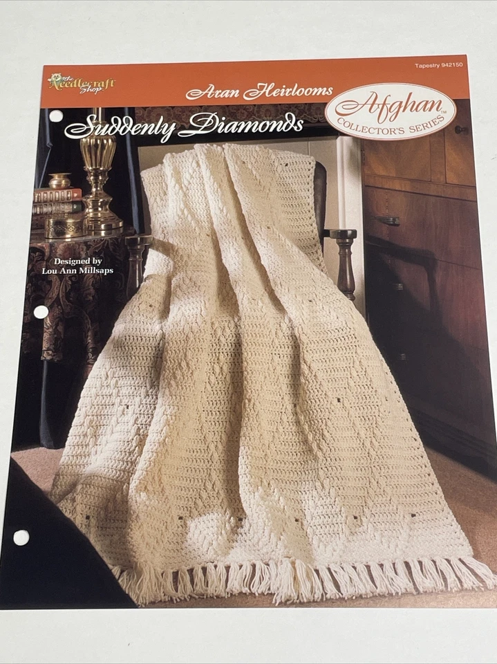 Suddenly Diamonds Afghan Aran Heirlooms Crochet Pattern Needlecraft Shop - Image 1 of 4