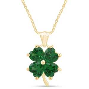 Four-Leaf Clover Pendant Necklace 18" 14K Yellow Gold Plated Sterling Silver - Picture 1 of 5