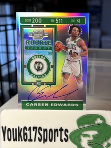 2019-20 Panini Contenders Optic Silver Rookie Ticket Auto Carsen Edwards