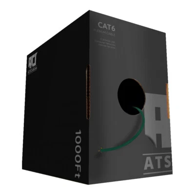 Cat6 Plenum 1000ft Bulk Ethernet Cable 23 AWG 550 MHZ Green - Image 1 of 3