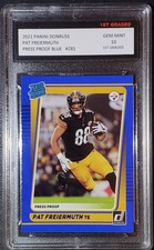 2021 DONRUSS PAT FREIERMUTH RATED ROOKIE PRESS PROOF BLUE #281 1ST GRADED 10