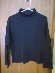 L.L. BEAN Womens L Supima Cotton Turtleneck Black - Picture 1 of 4