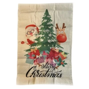 Merry Christmas Garden Outdoor Flag Santa Reindeer X-Mas Tree Holiday - Picture 1 of 5